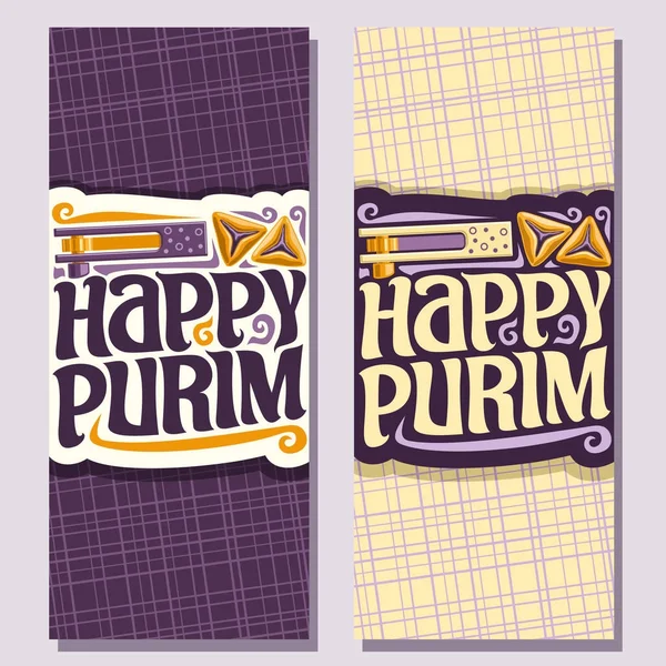 Vektor Vertikales Banner Für Purimfest Grußkarte Mit Krachmacher Spielzeug Und — Stockvektor