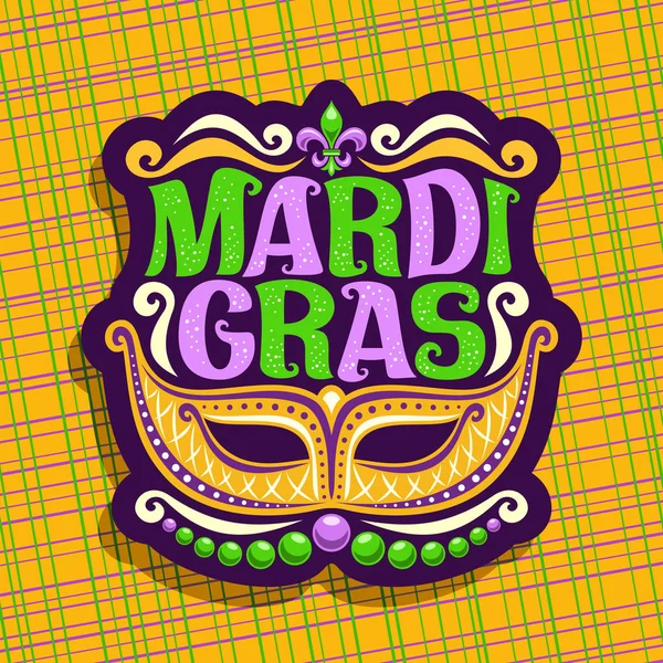 Logotipo Vetor Para Carnaval Mardi Gras Cartaz Com Máscara Veneziana —  Vetores de Stock