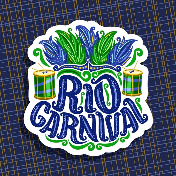 Logo Vectoriel Pour Carnaval Rio Affiche Avec Coiffure Plume Brésilienne — Image vectorielle