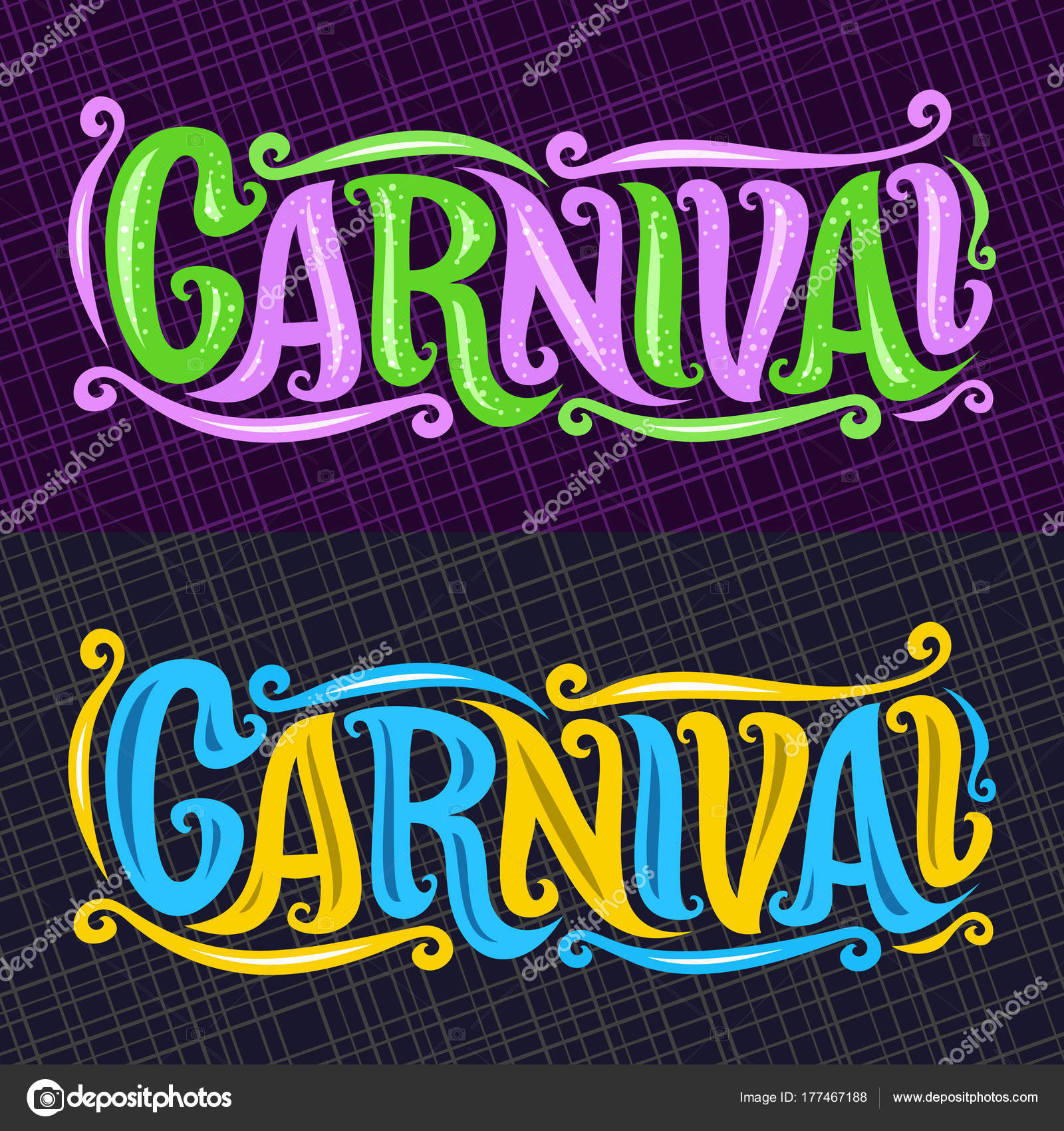 Bandeiras Vetoriais Para Carnaval Tipografia Letras Manuais Fonte