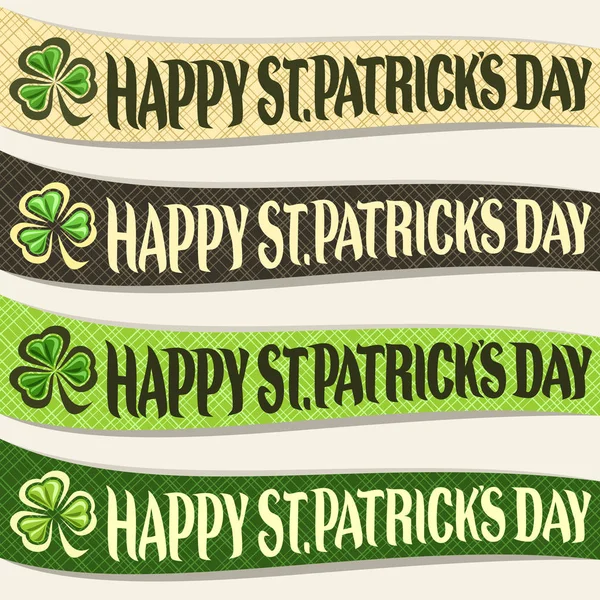 Vector Set Van Linten Voor Saint Patricks Day Gebogen Banner — Stockvector