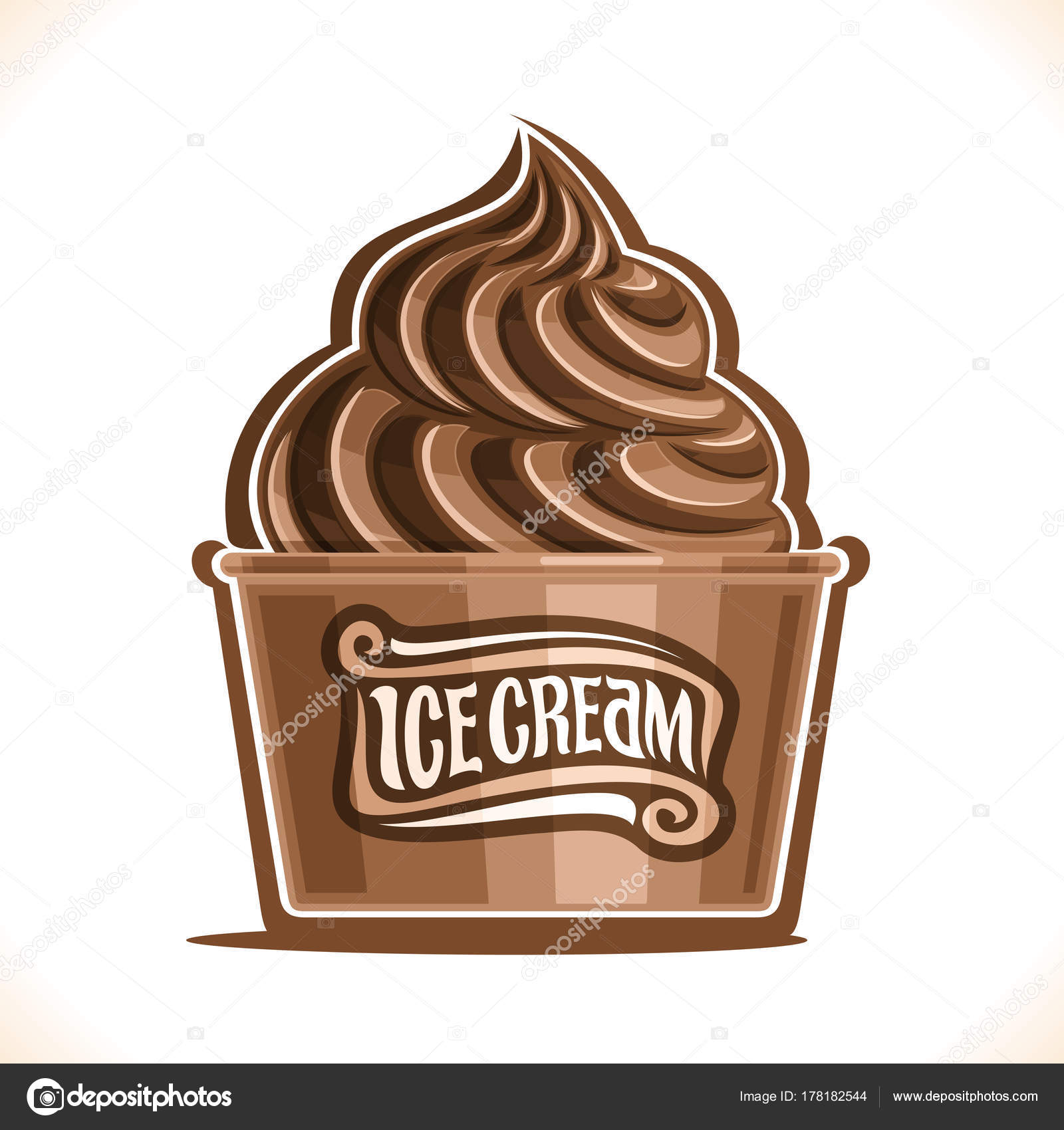Vector Illustration Chocolate Ice Cream Paper Cup Stock Vector by