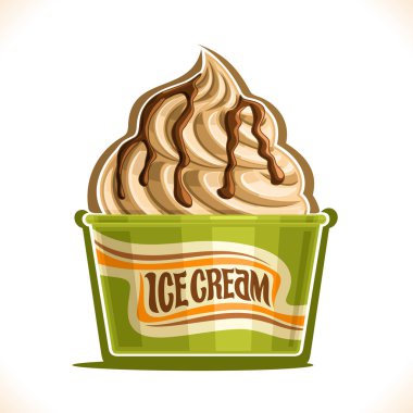 Vektör çizim kağıt bardak içinde Vanilla Ice Cream