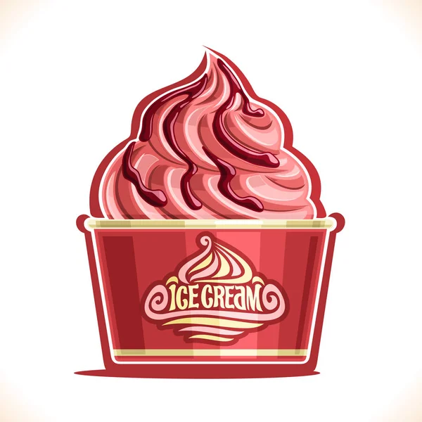 Vectorillustratie Van Strawberry Ice Cream Papier Beker — Stockvector