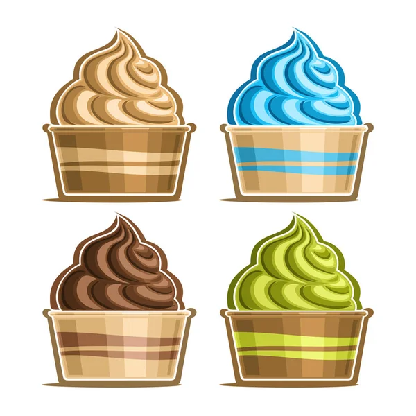 Conjunto Vectorial Helado Taza Papel — Vector de stock