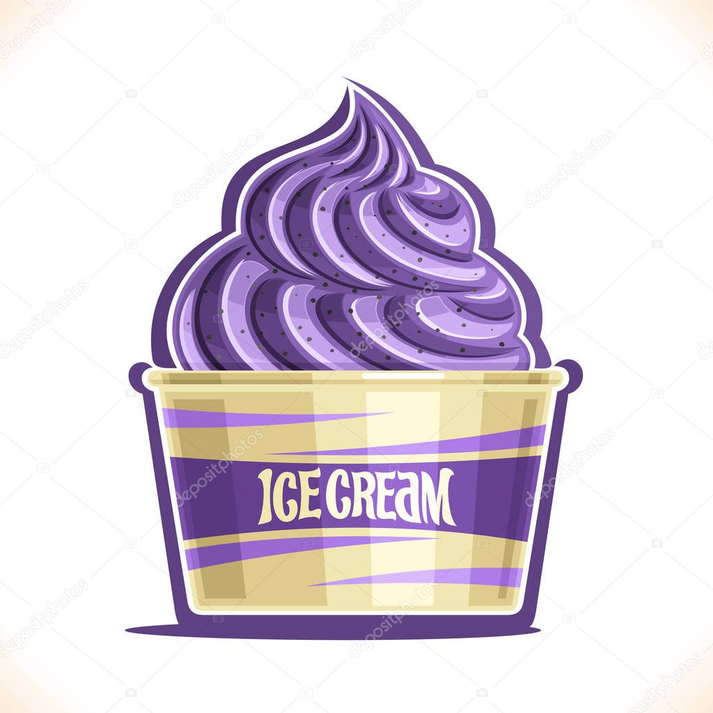 Vector illustration of Blueberry Ice Cream in paper cup