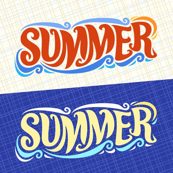 Vector Banners Summer Season Lettering Typography Calligraphic Summer Sign Decorative — Stock Vector