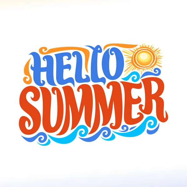 Vector Poster Summer Season Lettering Typography Calligraphic Summer Sign Decorative — Stock Vector