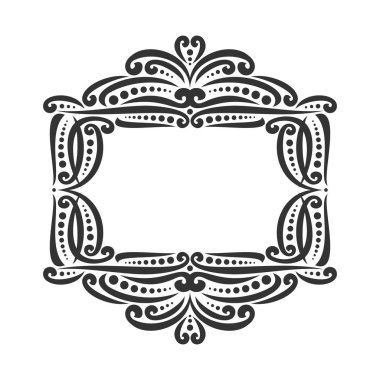 Düğün davetiyesi, vintage Telkari sınır bukleler ve noktalar için flourishes ile beyaz, süslü dekorasyon dekoratif siyah çerçeve vektör, sofistike Victoria tasarım öğeleri ile süsleme.