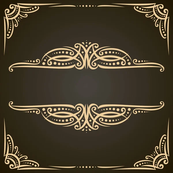 Векторные Декоративные Золотые Рамки Темных Декоративных Украшениях Расцветом Свадебного Приглашения — стоковый вектор