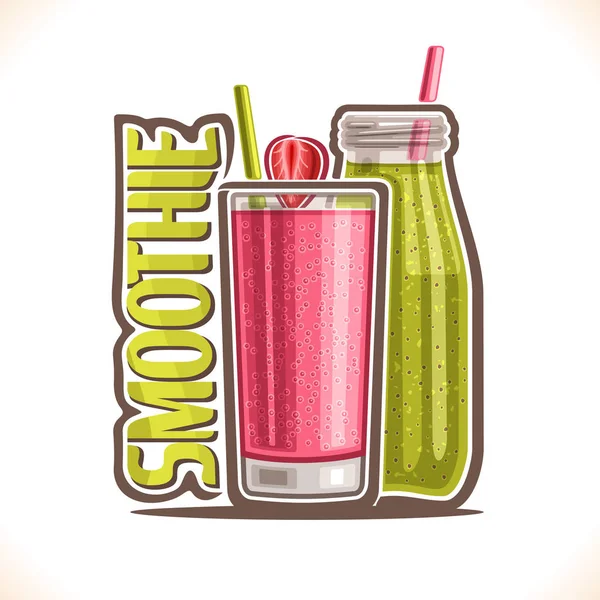 Vectorillustratie Van Fruit Smoothie Verse Aardbei Sap Met Pulp Hoog — Stockvector