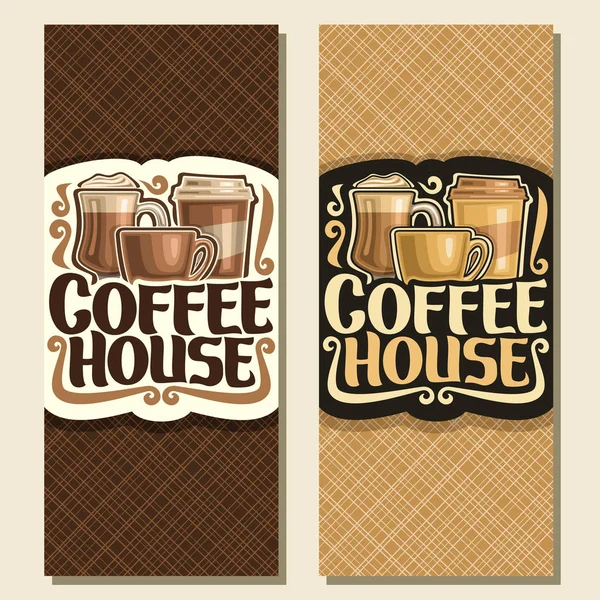 Pionowe Banery Wektor Dla Coffee House — Wektor stockowy