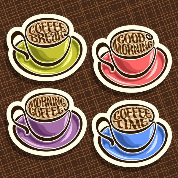 Vettoriale Set Tazze Caffè Colorate — Vettoriale Stock