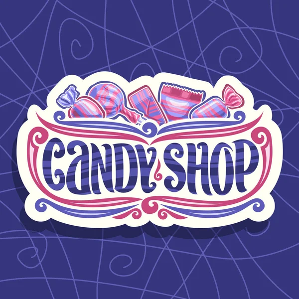 Векторный Логотип Candy Shop Вывеске Нарезанной Бумаги Упакованных Сладостей Розовую — стоковый вектор