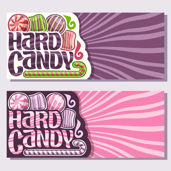 Vector Banners Hard Candy Copy Space Striped Candies Christmas Sweet — Stock Vector