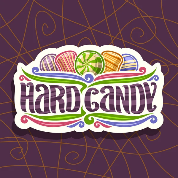 Wektor Logo Hard Candy Cięcia Papieru Vintage Szyld Różnych Paski — Wektor stockowy