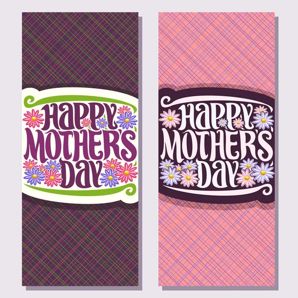 Vektor Vertikal Banner Zum Muttertag Grußkarten Mit Rosa Und Blauen — Stockvektor
