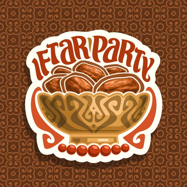 Wektor Logo Dla Ramadan Iftar Party Cięcie Papieru Znak Kupie — Wektor stockowy