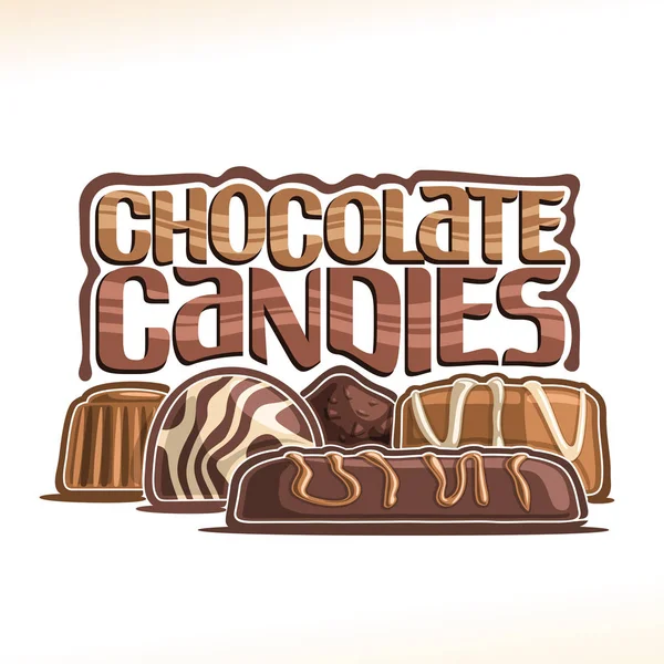 Cartel Vectorial Para Chocolate Candy Logo Con Grupo Barra Chocolate — Vector de stock