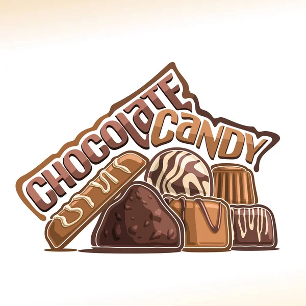 Vektor Poszter Csokoládé Cukorka Édes Sötét Szarvasgomba Csokit Svájci Praliné — Stock Vector