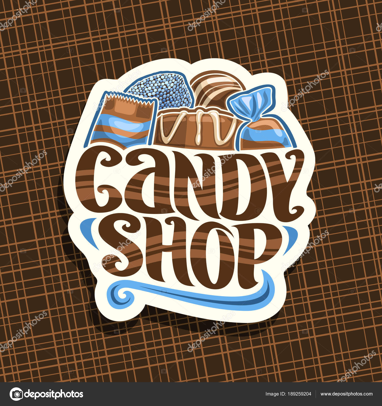 Векторный Логотип Candy Shop Вывеска Бумаги Грудой Швейцарской.