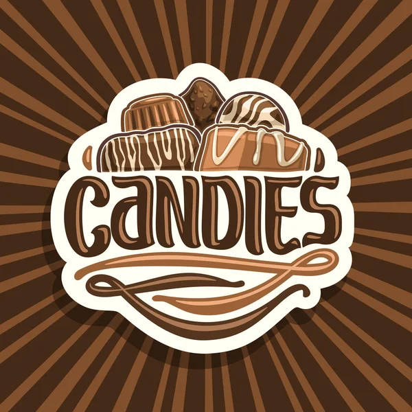 Διάνυσμα Λογότυπο Για Σοκολάτα Καραμέλα Κομμένα Χαρτί Πινακίδα Σωρό Από — Διανυσματικό Αρχείο