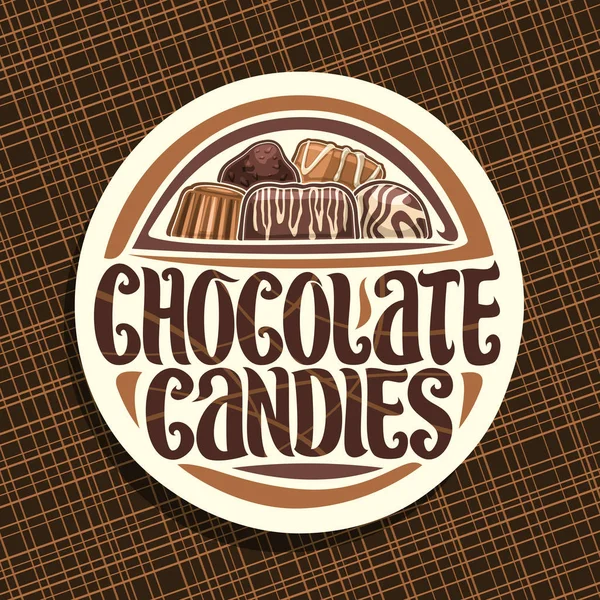 Logotipo Vetor Para Doces Chocolate Sinal Redondo Com Pilha Praline —  Vetores de Stock