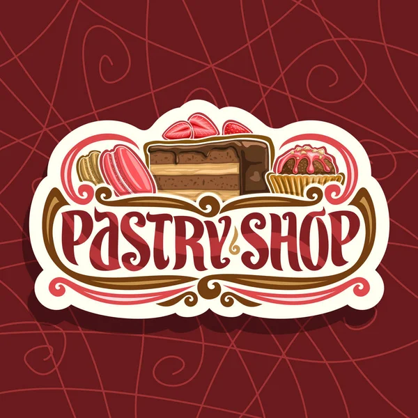 Logotipo Vetor Para Pastelaria Sinalização Papel Cortado Com Macaroon Francês —  Vetores de Stock