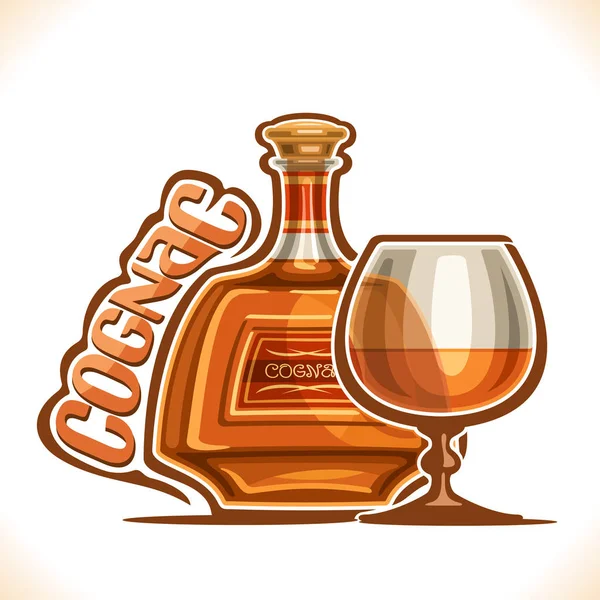 Ilustração Vetorial Bebida Alcoólica Conhaque — Vetor de Stock