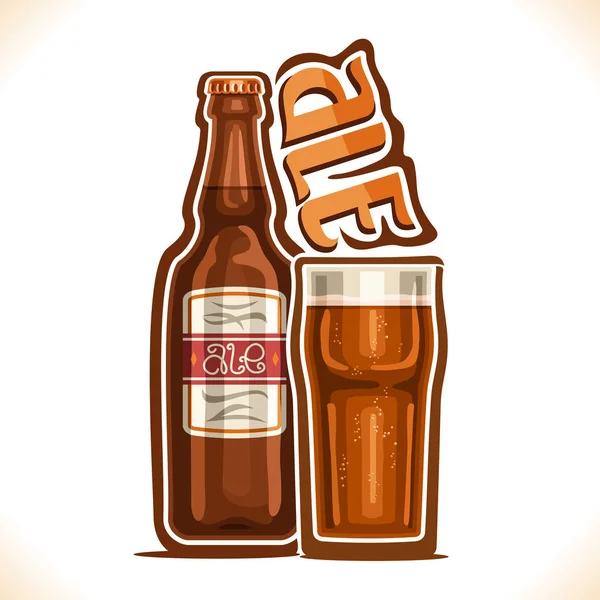 Векторная Иллюстрация Алкогольного Напитка Ale Плакат Темно Коричневой Бутылкой Ирландского — стоковый вектор