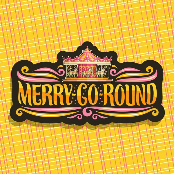 Векторний Логотип Merry Carousel Темна Вивіска Дитячим Атракціоном Конем Парку — стоковий вектор