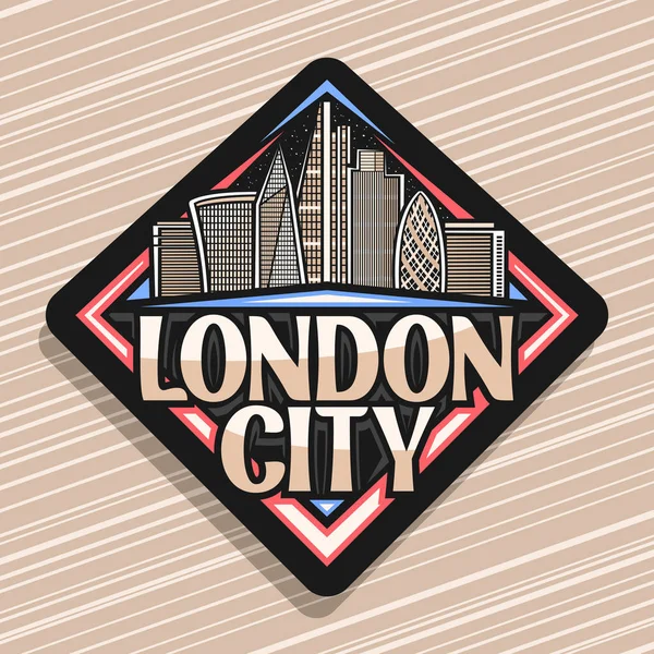 Logo Vettoriale London City Targhetta Decorativa Nera Con Disegno Artistico — Vettoriale Stock