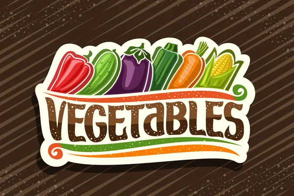 Logotipo Vectorial Para Verduras Frescas Etiqueta Papel Cortado Con Ilustración — Vector de stock