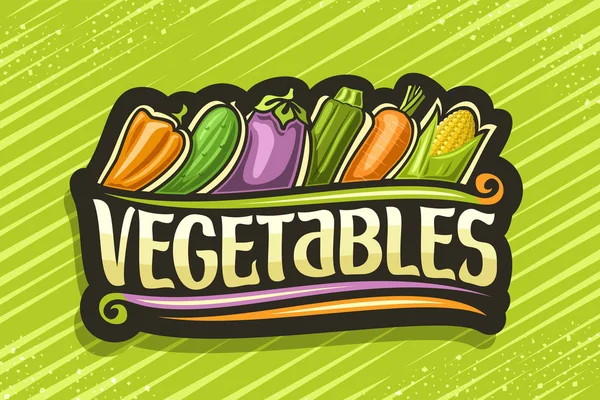 Logotipo Vectorial Para Verduras Frescas Etiqueta Engomada Negra Con Ilustración — Vector de stock