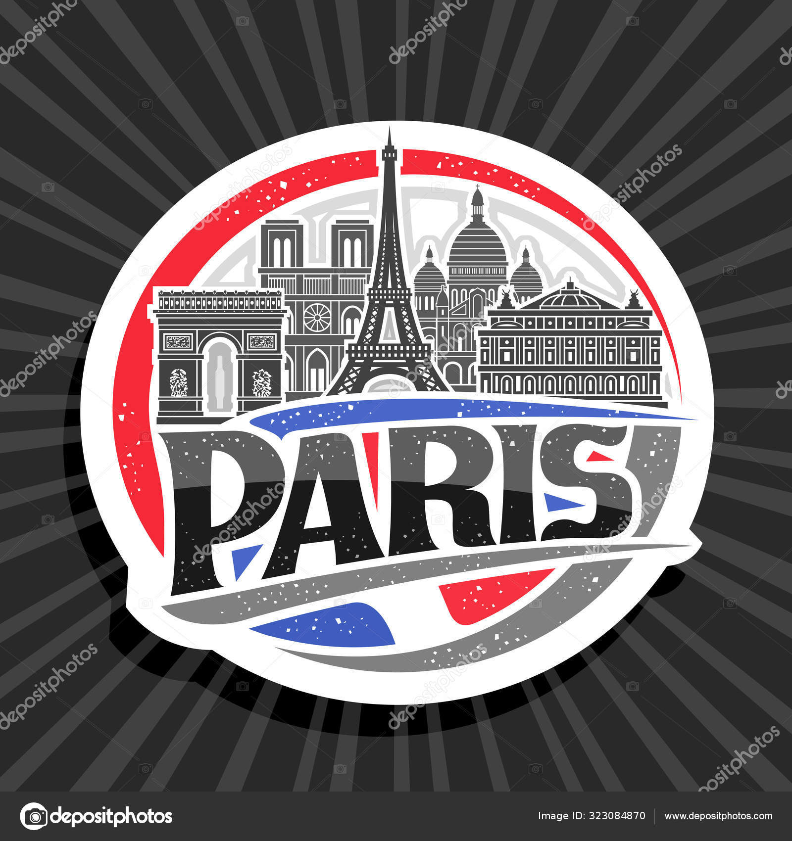 파리의 파리의 그려져 스티커 파리를 뜻하는 원래의 냉장고 추상적 장식적 스톡 벡터 - ©mihmihmal 323084870
