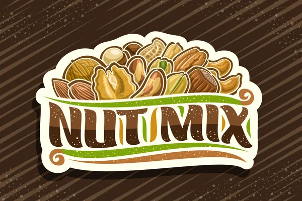 Vektorové Logo Pro Nut Mix Dekorativní Štítek Broušeného Papíru Ilustrací — Stockový vektor