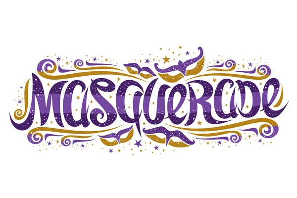 Logotipo Vectorial Para Mascarada Pancarta Horizontal Con Fuente Caligráfica Rizada — Archivo Imágenes Vectoriales