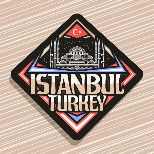 Векторний Логотип Стамбула Темно Ромбусний Значок Ілюстрацією Лінії Знаменитого Султанахмет — стоковий вектор