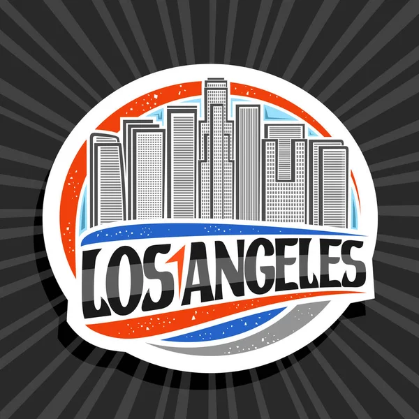 Vektor Logotyp För Los Angeles Vit Dekorativ Rund Tagg Med — Stock vektor