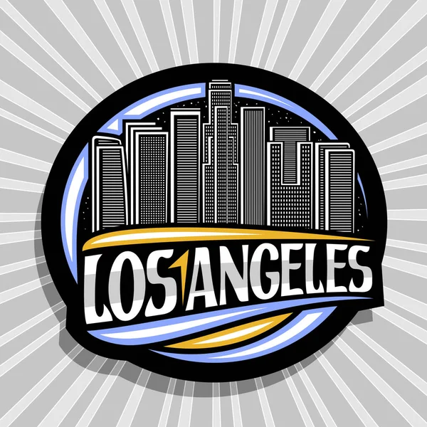Vektor Logotyp För Los Angeles Mörk Dekorativ Rund Stämpel Med — Stock vektor