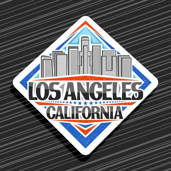 Logo Vectoriel Pour Los Angeles Étiquette Losange Blanche Avec Illustration — Image vectorielle