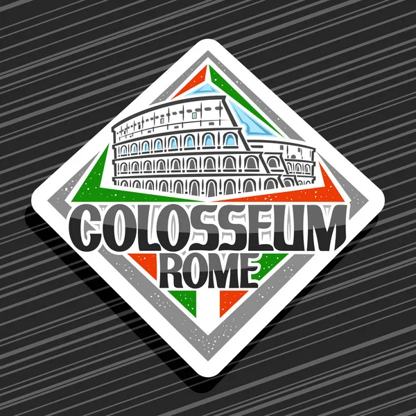Vector Logo Voor Romeins Colosseum Witte Decoratieve Rhombus Tag Met — Stockvector