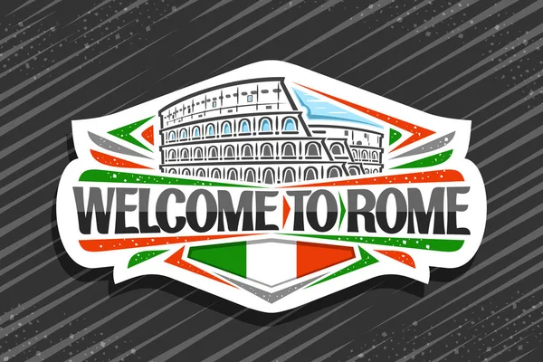 Vector Logo Voor Rome Witte Decoratieve Bewegwijzering Met Illustratie Van — Stockvector