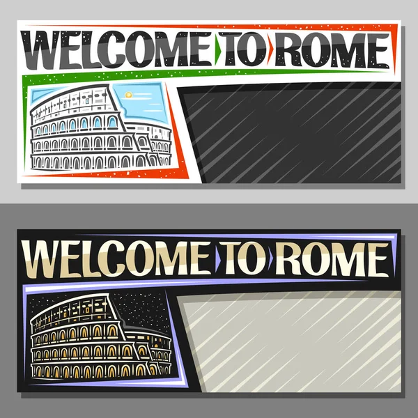 Vektor Elrendezése Róma Másolási Hely Dekoratív Utalvány Illusztrációjával Fekete Fehér — Stock Vector
