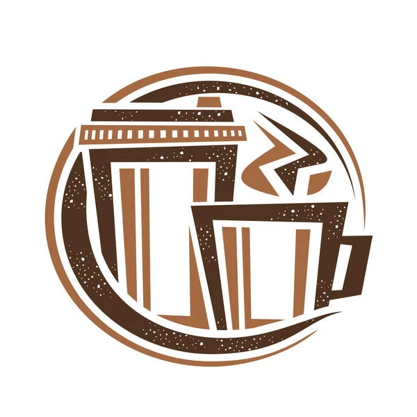 Kahve Için Vektör Logosu Hippi Kafesi Için Dekoratif Yuvarlak Tabela — Stok Vektör