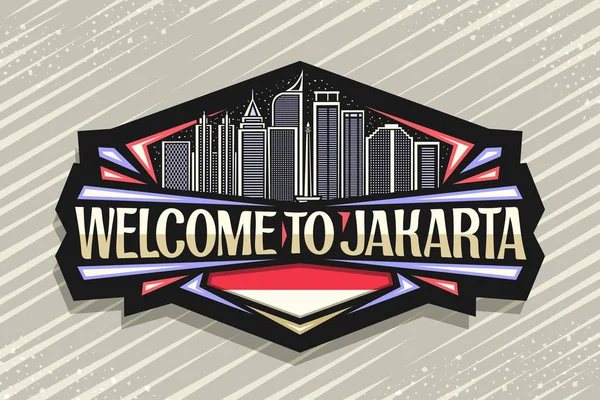 Logo Vektor Untuk Jakarta Papan Tanda Dekoratif Gelap Dengan Ilustrasi - Stok Vektor