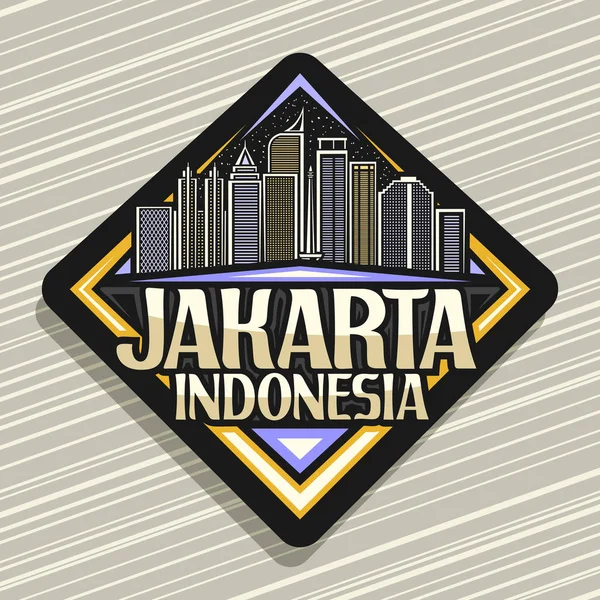 Logo Vektor Untuk Jakarta Lambang Rombus Dekoratif Gelap Dengan Ilustrasi - Stok Vektor