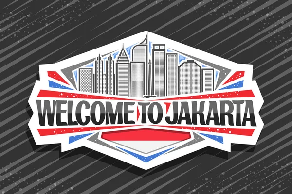 Logo Vektor Untuk Jakarta Stiker Dekoratif Putih Dengan Ilustrasi Garis - Stok Vektor