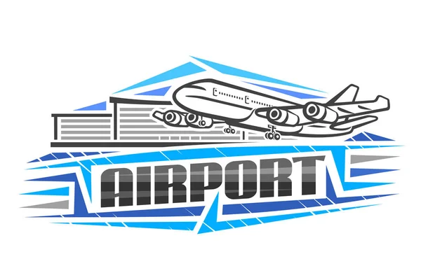 Logotipo Vetor Para Aeroporto Placa Sinal Decorativa Azul Com Ilustração —  Vetores de Stock