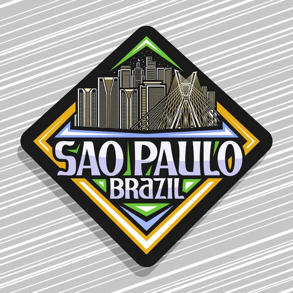 Vektor Logo Für Sao Paulo Schwarzer Rautenanhänger Mit Liniendarstellung Der — Stockvektor